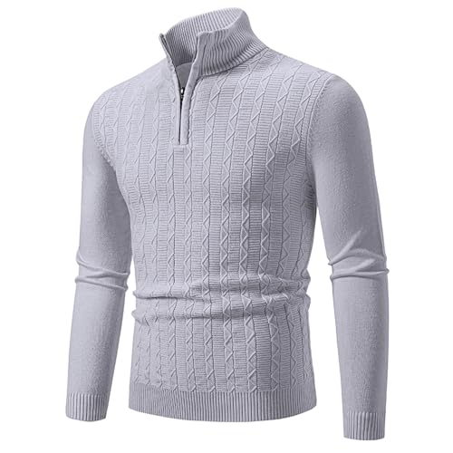 Mobanna Arbeitspullover Herren Winter Mit Reißverschluss Rollkragenpullover - Half Zip Pullover Basic Rollkragenshirt Männer Turtleneck Strickpullover Mit Stehkragen Winter Pulli Einfarbig Sweater von Mobanna