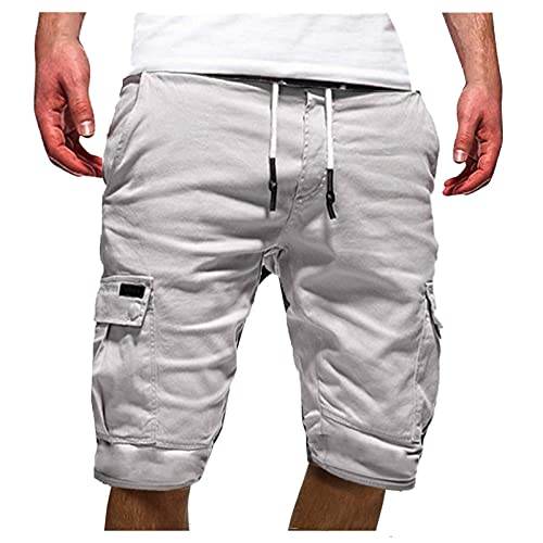 Mobanna Cargo Shorts Herren Lässig Lose Sporthose Regulär Fit Sommerhose Vintage Kurze Hosen Einfarbig Baumwolle Cargohose Mit Taschen Freizeithose Weich Bequem Laufshorts Sommer Bermuda Short von Mobanna