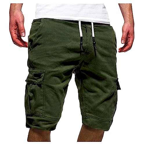 Mobanna Cargo Shorts Herren Lässig Lose Sporthose Regulär Fit Sommerhose Vintage Kurze Hosen Einfarbig Baumwolle Cargohose Mit Taschen Freizeithose Weich Bequem Laufshorts Sommer Bermuda Short von Mobanna