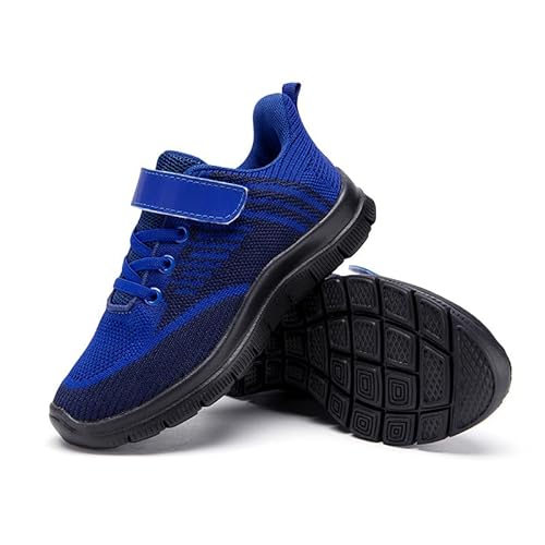 Kinder Sportschuhe Mädchen, Sportschuhe Kinder Jungen Mädchen Hallenschuhe rutschfest Sneaker Turnschuhe Mesh Atmungsaktiv Kinderschuhe Flach Tennisschuhe mit Klettverschluss Dunkelblau 39 von Mobanna