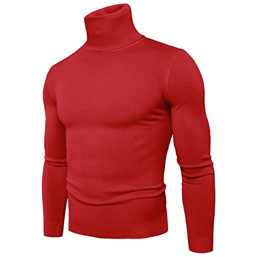 Mobanna Rollkragenshirt Herren Ohne Kapuze Slim Fit Rollkragenpullover - Longsleeve Strickpullover Feinstrick Pulli Männer Sweater Basic Kuscheliger Elastisch Arbeitspullover Winter Warm Sweatshirt von Mobanna