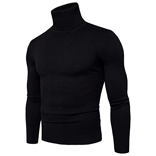 Mobanna Rollkragenshirt Herren Ohne Kapuze Slim Fit Rollkragenpullover - Longsleeve Strickpullover Feinstrick Pulli Männer Sweater Basic Kuscheliger Elastisch Arbeitspullover Winter Warm Sweatshirt von Mobanna