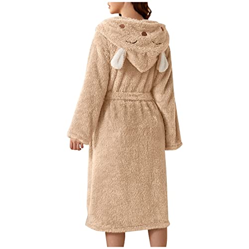 Morgenmantel Damen Lang, Kuschelmantel Damen Morgenmantel Damen Herren Flanell Mit Kapuze Bathrobe Kuschelig Saunakilt Teddy Bademäntel Frauen Sauna Dressing Gown Bindegürtel Women von Mobanna