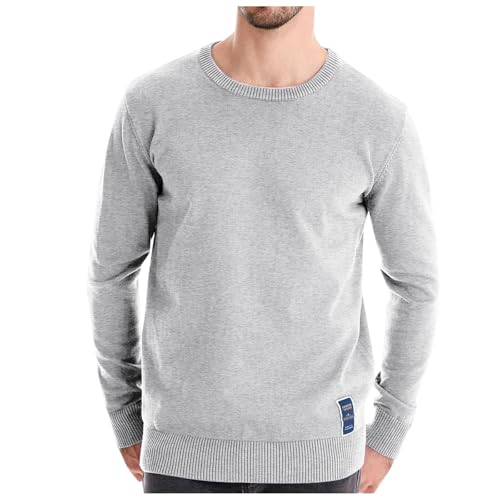 Norweger Pullover Herren, Strick Pulli Für Herren Ohne Kapuze Rundhals Pullover - Männer Longsleeve Strickpullover Langarmshirt Winterpullover Basic Einfarbig Poloshirt Regular Fit L von Mobanna