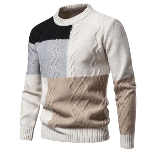 Norweger Pullover Herren, Strick Pullover Für Herren Winter Warm Rundhals Pulli - Casual Sweatshirts Business Langarmshirt Basic Rollkragenshirt Elastisch Arbeitspullover Sweatshirt L von Mobanna