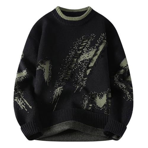 Norweger Pullover Herren, Sweatshirt Für Herren Ohne Kapuze Rundhals Strick Pulli - Langarm Sweatshirts Winter Strickpullover Einfarbig Gestrickt Lose Winterpullover Casual Sweater M von Mobanna