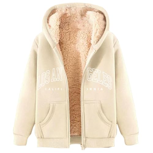 Norweger Strickjacke Damen, Winterjacke Damen Mit Kapuze Winter Sweatjacke - Kuschelige Bomberjacke Frauen Strickjacke Outdoor Warm Gefüttert Fleecepullover Elegant Zip Übergangsjacke Khaki von Mobanna