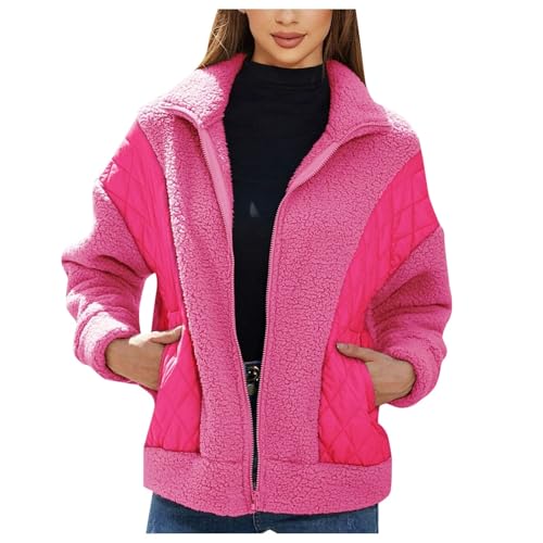 Outdoor Fleecejacken Für Damen, Dicke Strickjacke Damen Lang Warm Plüschjacke Damen Gefüttert Flauschig Teddyfutter Fleecejacke Outdoor Teddyjacke Cordjacke Winter-Herbst Kapuzenpullover Mit Kapuze von Mobanna