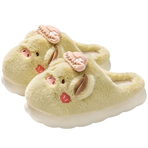 Pantoffeln Damen Winter Hausschuhe - Baumwolle Slippers Retro Teenager Mädchen Filzpantoffeln Original Zweifarbige Mit Rückstellschaum Unisex Erwachsene Warm Memory Foam von Mobanna