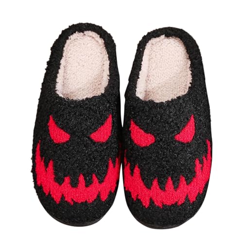 Pantoffeln für Damen Lustige Hausschuhe - Hauspantoffeln Flauschige Aesthetic Retro Damen-Hausschuhe Winter Damenhausschuhe Bequeme Drinnen Und Draußen Halloween Frauen Männer von Mobanna