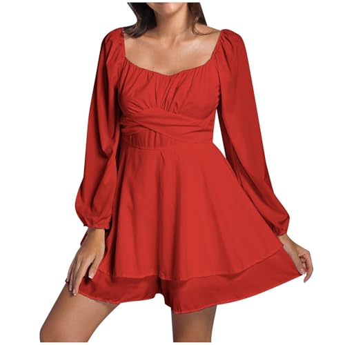 Piratin Kostüm Damen, Piratenkleid Damen Weiß Off Shoulder Kleid Sommer Swing Rüschenkleid Langarm Karneval Piraten Kostüm Sexy Fasching Piratenkostüm Rot XL von Mobanna