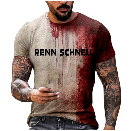 Problem Gelöst Shirt Herren Halloween T-Shirt Casual Rundhalsausschnitt Blutspritzer Muster Oberteile Hemd Entsetzen Blutig Bedruckt Kurzarm Top Übergröße von Mobanna