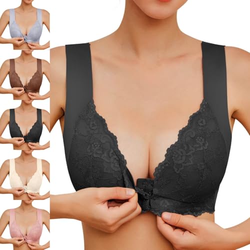 Push Up BH Extrem Für Kleine Brüste, BH Damen Ohne Bügel Verschluss Vorne Bralette Spitze BHS Push Up Sexy Minimizer Bra Große Größen Bügelloser Entlastungs-BH Frauen Unterwäsche Schwarz 8XL Push Up BH Extrem Für Kleine Brüste, BH Damen Ohne Bügel Verschluss Vorne Bralette Spitze BHS Push Up Sexy Minimizer Bra Große Größen Bügelloser Entlastungs-BH Frauen Unterwäsche Schwarz 8XL von Mobanna