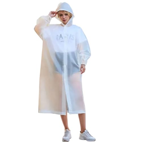 Regencape Fahrrad Damen, Regencape Damen Faltbar Wasserdicht Regenmantel - Regenparka Lang Regenschutz Regenjacke Outdoor Poncho Regen Regenkleidung Wiederverwendbar Weiß Einheitsgröße von Mobanna