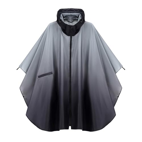 Regenjacke Damen Faltbar, Regenponcho Damen Wasserdicht Faltbar Regencape - Regenjacke Dünne Erwachsene Regenparka Fahrrad Regenkleidung Poncho Regen Windbreaker Grau Einheitsgröße von Mobanna