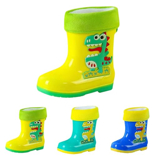 Regenstiefel Kinder Gefüttert, Thermo Gummistiefel Kinder Gefüttert Winter Gefütterte Regen Winterstiefel mit Dinosaurier-Druck Schneestiefel Leicht Regenstiefel Leichte Warme Jungen Mädchen von Mobanna