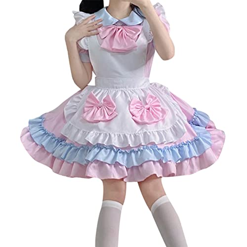 Retourenkauf Angebote, Hausmädchen Kostüm Damen French Maid Dress Halloween Outfit - Zimmermädchen Anime Men Dienstmädchen Putzfrau Sissy Kleidung Für Crossdresser Costume Lolita Rosa von Mobanna