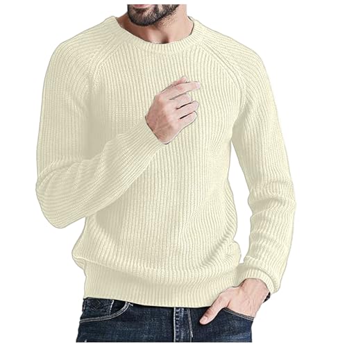 Retourenkauf Angebote, Sweatshirt Für Herren Rundhals Strick Winter Warm Pullover - Langarm Sweater Ohne Kapuze Oversize Strickpullover Warmer Y2k Vintage Knit Feinstrick Jumper XL von Mobanna