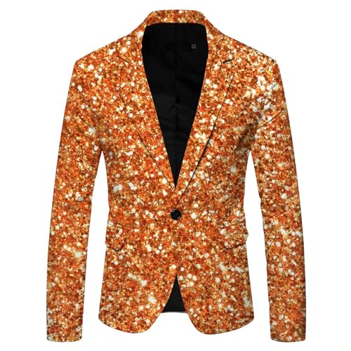 Sakko Herren Glitzer Anzugjacken - Disco-Outfit Regular Fit Jackett Männer Leicht Jacke Slim Smokingjacken Outerwear Reverskragen Smokingjacke Party Club Karneval Kostüm von Mobanna