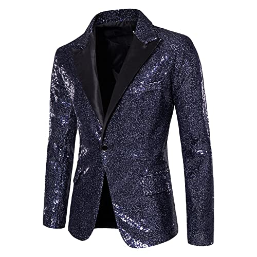 Sakko Herren Pailletten Anzugjacken - Disco-Outfit Leicht Glitzerjacke Slim Fit Elegant Smokingjacken Männer Party-Outfit Glitter Anzug Jacke Karneval Kostüm Für Hochzeit Party Festlich von Mobanna