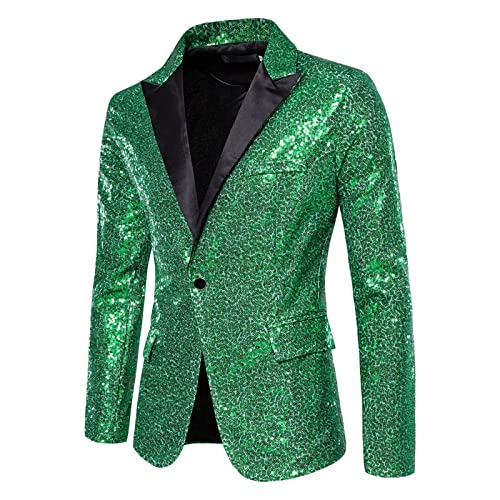 Sakko Herren Pailletten Anzugjacken - Smokingjacken Männer Glitzerjacke Elegant Slim Fit Jackett Leicht Jacke Weihnachten, Silvesterparty Glänzende Pailletten-Anzugjacke von Mobanna