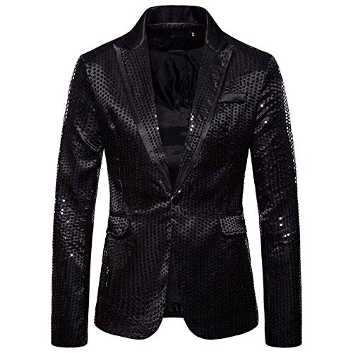 Sakko Herren Pailletten Smokingjacken - Party-Outfit Männer Jacke Slim Fit Regular Glitzerjacke Übergröße Party-Blazer Glitter Anzug Karneval Kostüm Für Hochzeit Party Festlich von Mobanna