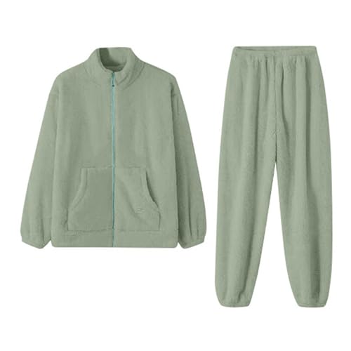 Schlafanzug Damen Lang Kuschelig, Schlaf Jumpsuit Damen Hausanzug Damen Flanell Lang Schlafanzug Elegant Freizeitanzug Thermo Jogginganzug Jumpsuit Warm Pyjama Set Flauschig Pjs Nachtwäsche von Mobanna