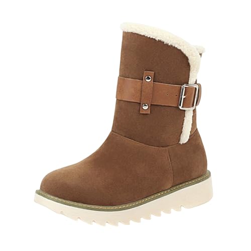 Schuhe Winter Damen, Angebote Tages Blitzangebote Winterschuhe Damen Thermo Gefüttert Halbhoch Winterstiefel Ohne Absatz Schneestiefel Wasserdicht Wanderschuhe Winterboots Warm Winter von Mobanna