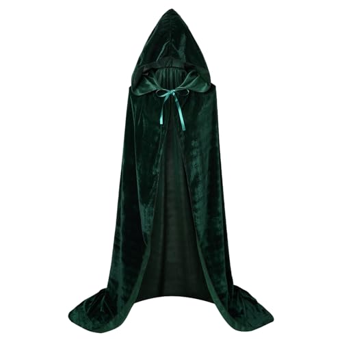 Schwarzer Umhang Mit Kapuze, Halloween Umhang Damen Herren Mit Kapuze Lange Cape Mittelalter - Kinder Jungen Gruselig Teufel Kostüm Costume Mantel Satin Erwachsene Weihnachten Karneval AG von Mobanna