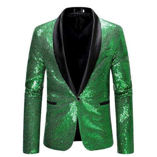 Smokingjacken Herren Pailletten Anzugjacken - Party-Blazer Slim Fit Jacke Leicht Elegant Party-Outfit Regular Jackett Anzugjacke Freizeit Glitter Herrenjacke Anzug Karneval Kostüm von Mobanna