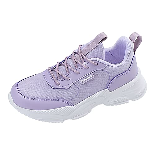 Sportschuhe Damen Fitnessstudio, Hallenschuhe Damen Bequeme Leicht Laufschuhe - Breite Füße Schuhe Gedämpft Sneaker Gym Sportschuhe rutschfeste Fitness Outdoor Fashion Straßenlaufschuhe Lila von Mobanna