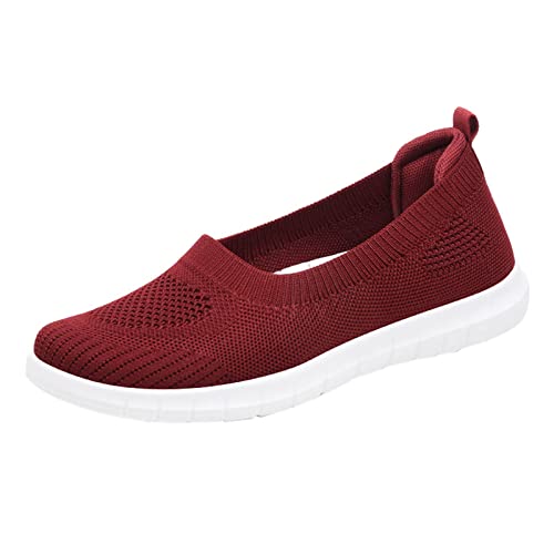 Sportschuhe Mit Heller Sohle, Laufschuhe Damen Bequeme Mit Heller Sohle Joggingschuhe - Schlupfschuhe Fitnessstudio Gym Atmungsaktiv Turnschuhe Schnürer Sportschuhe Sneaker Für Herren Rot von Mobanna