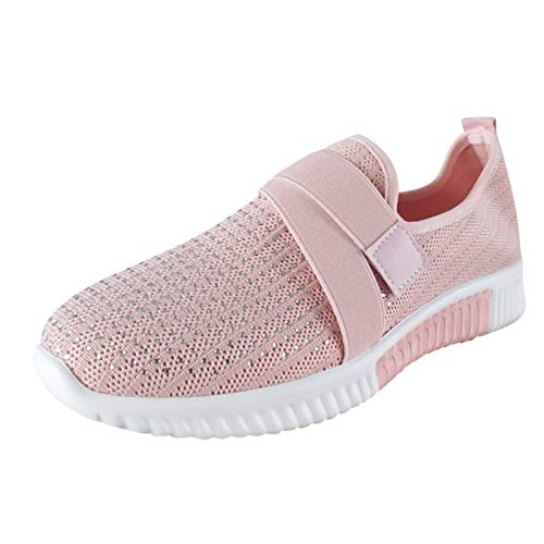 Sportschuhe Mit Heller Sohle, Sportschuhe Damen Bequeme Leicht Walkingschuhe - Arbeitsschuhe Gym Gedämpft Atmungsaktive Sneaker Atmungsaktiv Leichtgewichts Laufschuhe Outdoor Fitness Rosa von Mobanna