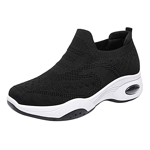 Sportschuhe Mit Heller Sohle, Walkingschuhe Damen Bequeme Leicht Turnschuhe - Schlupfschuhe Freizeitschuhe Sneaker Fitness Sneakers Fitnessschuhe Tennisschuhe Damenschuhe Wanderschuhe Schwarz von Mobanna