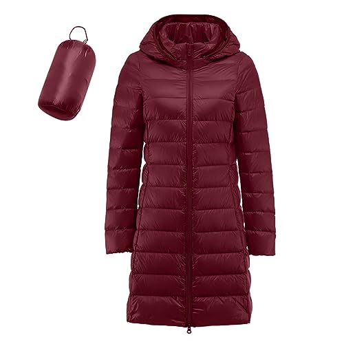 Steppmantel Damen Leicht Lang, Winterjacke Mit Fell Steppjacke Damen Puffer Leicht Wintermantel Daunen Daunenjacke Outdoor Leichter Steppmantel Jacket Women Gesteppte Jacke Ultraleichte von Mobanna