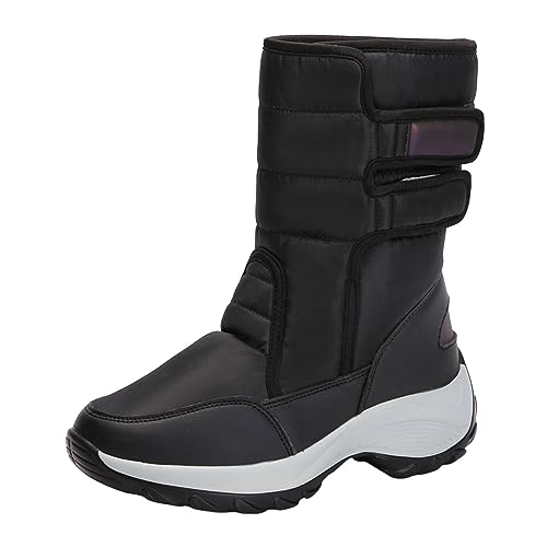 Stiefeletten Winter Damen, Winterschuhe Damen 43 Winterboots Damen Winter Warme Gefüttert Halbstiefel Elegant Schlupfstiefel Thermostiefel Wanderschuhe Warm Schneestiefel Boots Bequem von Mobanna