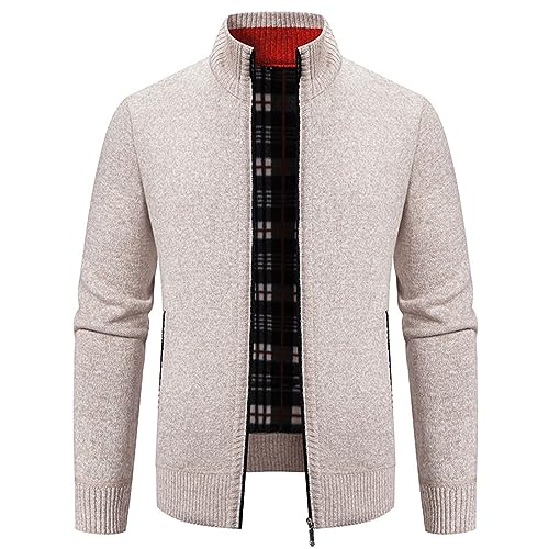 Strickjacken Für Herren, Thermo Jacke Herren Fleece Jacke Herren Mit Reissverschluss Sakko Strickjacke - Winter Wintermantel Fleecejacke Sweatjacke Trachtenjacke Gestrickt Cardigan von Mobanna