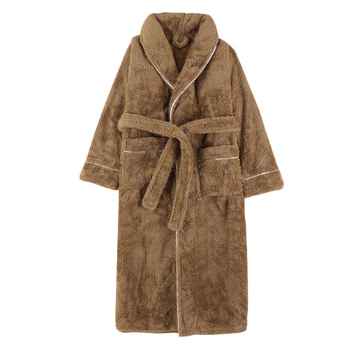 Tagesangebote Heute, Dünner Bademantel Damen Bademantel Damen Herren Flauschig Mit Bindegürtel Morgenmantel Flanell Pyjama Warm Schlafanzug Schalkragen Saunamantel Women Robe Bademäntel von Mobanna