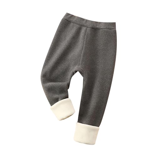 Thermo Leggings Mädchen, Thermo Leggings Mädchen Lang Gefütterte Thermoleggings - Turnhose Gymnastikhose Hose Winterhose Kuschel Jogginghose Elastische Taille Sporthose Warme Hosen Grau 130 von Mobanna