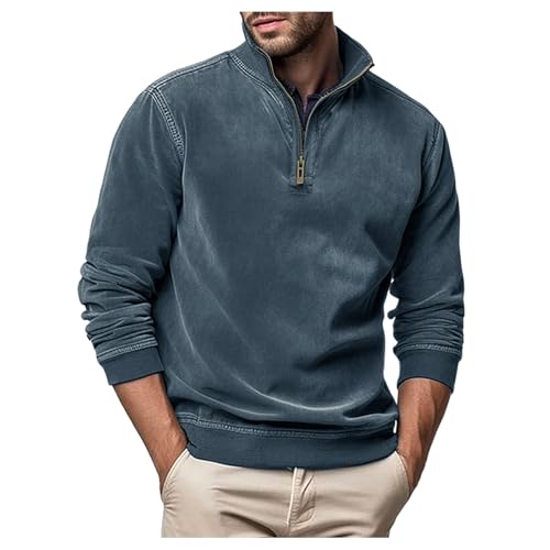 Troyer Arbeitspullover Herren Stehkragen Quarter Zip Fleecepullover - Rollkragenpullover Pullover Strickpullover Winterpullover Sweater Warm Langarmshirt 2024 Cord Sweatshirt Mit Reißverschluss von Mobanna