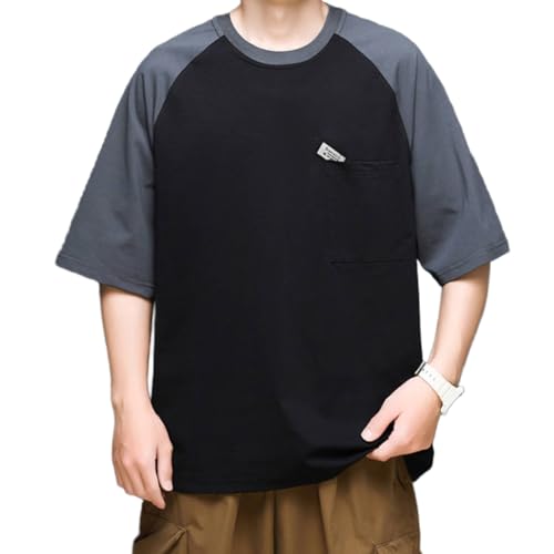 Tshirt Herren 4XL Übergröße, Tshirt Herren Übergröße Oversize T-Shirt Für Dicken Bauch Männer Rundhals Basic Shirt Mit Übergröße Bauchumfang Schwarz 8XL von Mobanna