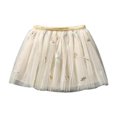 Tüllrock Gold, Tüllrock Kinder Mädchen Unterrock Karneval Kostüm Tütü Rock Bunt Tutu Ballettrock Petticoat 80er Jahre Retro Ballett Für Halloween Weihnachten Urlaub Party Beige von Mobanna