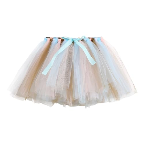 Tüllrock Mädchen Blau, Tütü Rock Kinder Mädchen Regenbogen Unterrock Karneval Kostüm Tüllrock Petticoat Tutu Tanzkleid Bunt Ballettrock Retro Faschingskostüme Für Halloween Party Light Blue von Mobanna