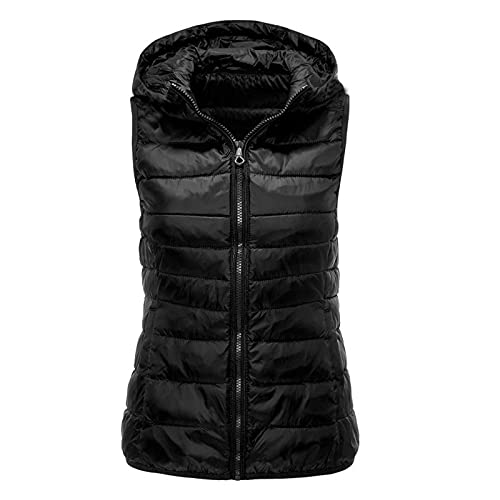 Ultraleichte Steppjacke Damen, Steppjacke Damen Herren Mit Kapuze Leicht Übergangsweste - Kapuzenweste ärmellose Große Größen Softshell Weste Warme Winterjacke mit Zipper Tasche Unisex von Mobanna