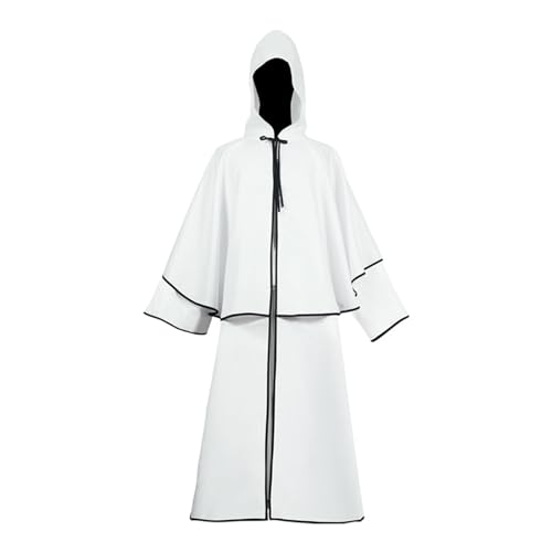 Umhang Mittelalter Damen, Halloween Umhang Erwachsene Lange Mit Kapuze Mittelalter Cape - Teenager Mädchen Frauen Teufel Kostüm Unisex Robe Vampir Damen Hexe Für Fasching Maskerade Weiss von Mobanna