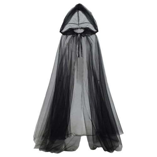 Vampir Umhang Kinder, Halloween Kostüm Erwachsene Mit Kapuze Lange Cape Mittelalter Umhang - Gruselig Robe Mantel Hexenkostüm Vampir Lang Für Hochzeit Brautkleid Fasching Hexen Schwarz von Mobanna