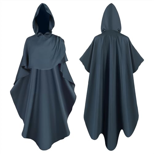 Vampir Umhang Kinder, Halloween Umhang Damen Herren Lange Mit Kapuze Mittelalter Cape - Kinder Jungen Robe Vampir Kostüm Unisex Teufel Erwachsene Mantel Für Weihnachten Karneval Blau von Mobanna