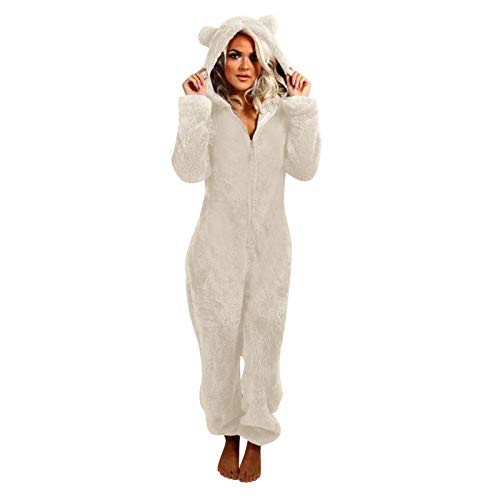 Warehouse Deal, Einteiler Schlafanzug Damen Pyjama Damen Fleece Flanell Hausanzug Kuschel Loungewear Teddyfleece Weich Winter Kuschelig Nachtwäsche Warm Schlafanzug Homewear Set von Mobanna