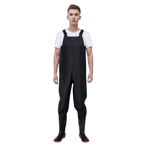 Wathose Herren Wasserdicht Anglerhose Damen Regenhosen Regenstiefel 2 in 1 Neopren -Regenlatzhose Lang Outdoorhose Atmungsaktiv Winddichte Arbeitshose Watthosen Watstiefel Hose Gummistiefel von Mobanna