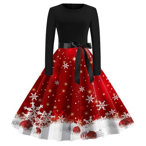 Weihnachten Sale, Rockabilly Kleider Damen A Linie Lustig Weihnachtsoutfit - Christmas Dress 3D Drucken Abendkleider Swing Weihnachts Kostüm Cocktaikleid Winter Kleid Festliche von Mobanna